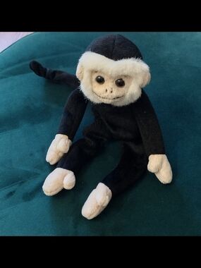Ty Beanie Black & Cream Monkey "Mooch" Stuffed Animal